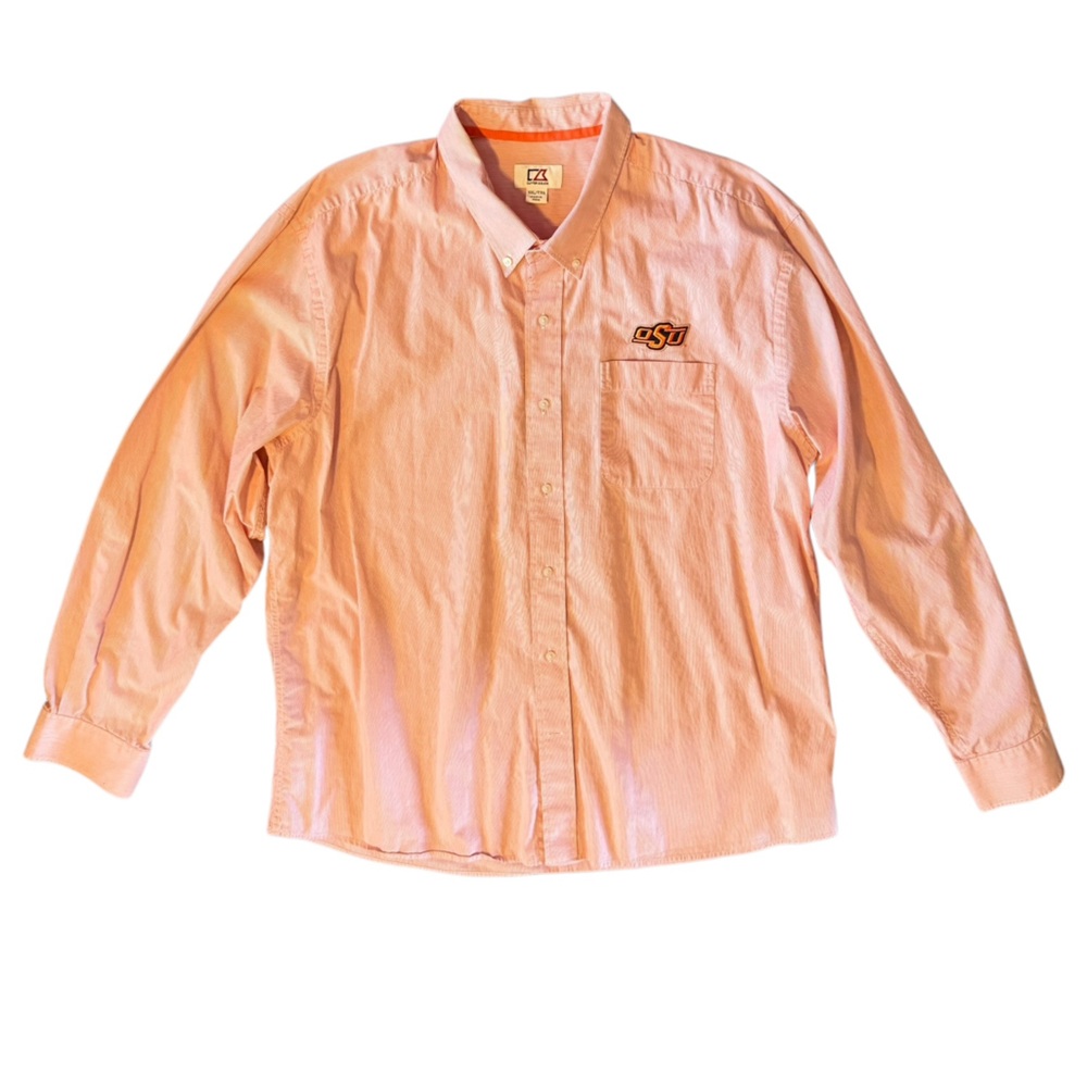 Cutter & Buck Shirt OSU Striped Button down Orange & White